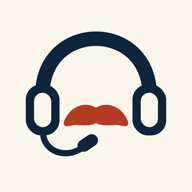 Sideline Headset app icon: a navy headset with a rust-coloured moustache on cream.